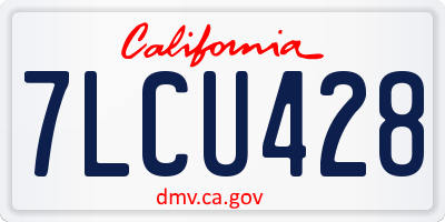 CA license plate 7LCU428
