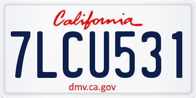CA license plate 7LCU531