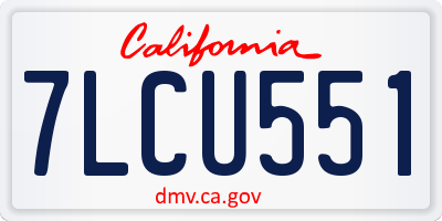 CA license plate 7LCU551