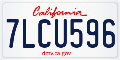 CA license plate 7LCU596
