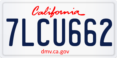 CA license plate 7LCU662