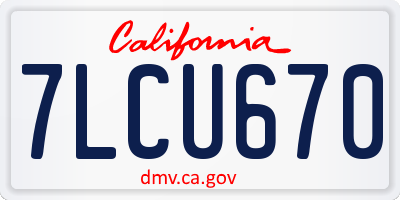 CA license plate 7LCU670