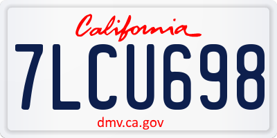 CA license plate 7LCU698