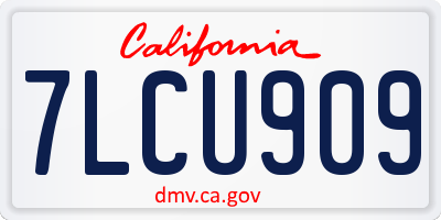 CA license plate 7LCU909