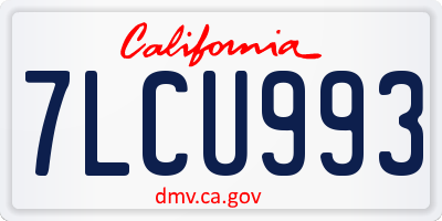 CA license plate 7LCU993