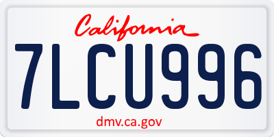 CA license plate 7LCU996