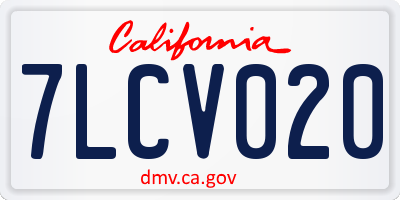 CA license plate 7LCV020