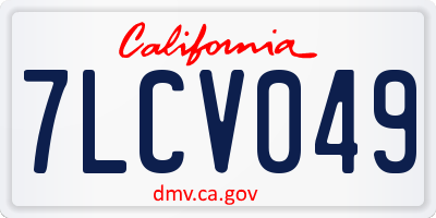 CA license plate 7LCV049