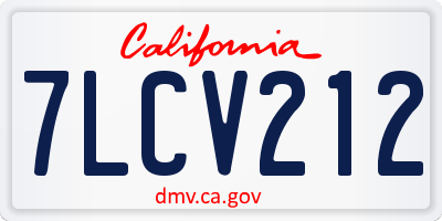 CA license plate 7LCV212