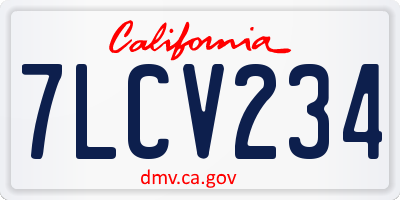 CA license plate 7LCV234