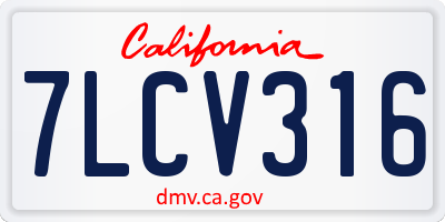 CA license plate 7LCV316