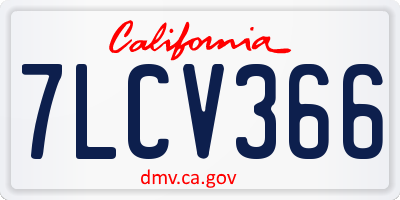 CA license plate 7LCV366