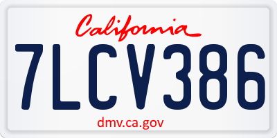 CA license plate 7LCV386