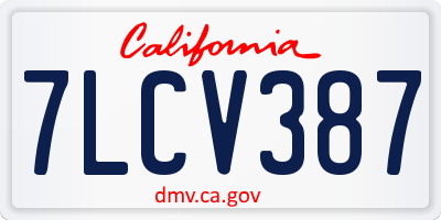 CA license plate 7LCV387