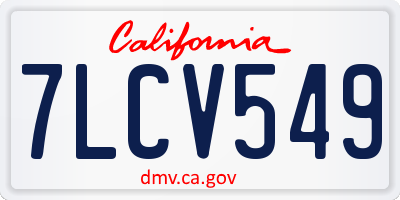 CA license plate 7LCV549