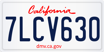 CA license plate 7LCV630