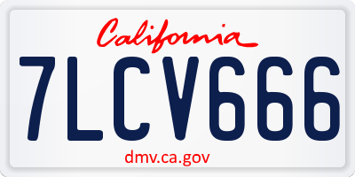 CA license plate 7LCV666