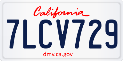 CA license plate 7LCV729