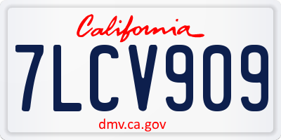 CA license plate 7LCV909