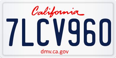 CA license plate 7LCV960