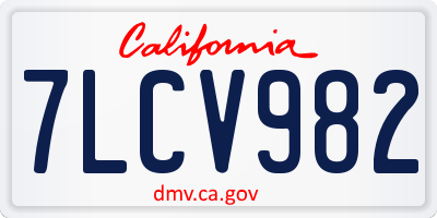 CA license plate 7LCV982