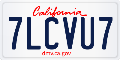 CA license plate 7LCVU7