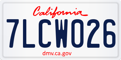 CA license plate 7LCW026