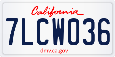 CA license plate 7LCW036