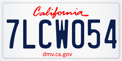 CA license plate 7LCW054