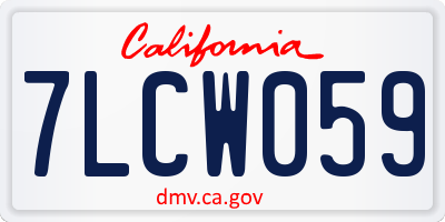 CA license plate 7LCW059