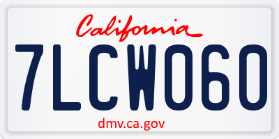 CA license plate 7LCW060