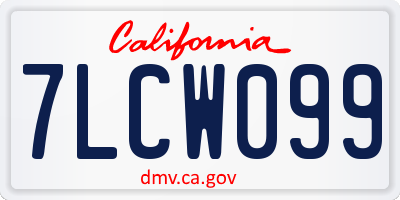 CA license plate 7LCW099