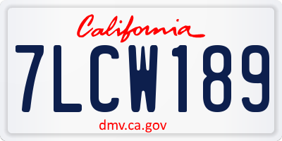 CA license plate 7LCW189