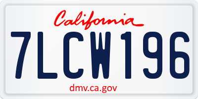CA license plate 7LCW196