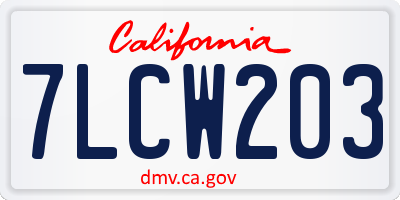 CA license plate 7LCW203