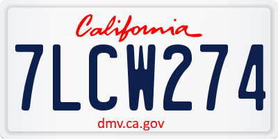 CA license plate 7LCW274
