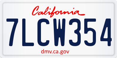 CA license plate 7LCW354