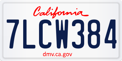 CA license plate 7LCW384
