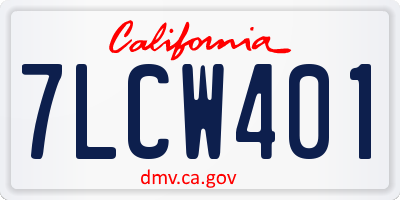 CA license plate 7LCW401