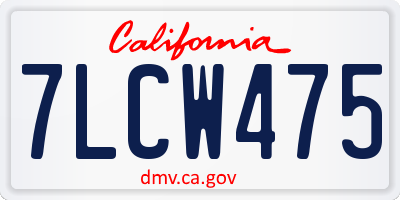 CA license plate 7LCW475