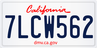 CA license plate 7LCW562