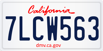 CA license plate 7LCW563