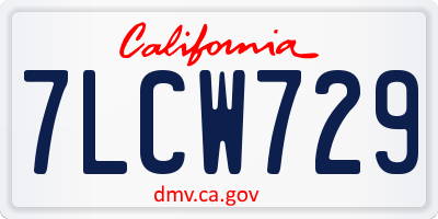 CA license plate 7LCW729