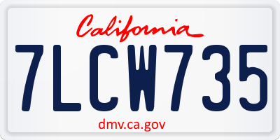CA license plate 7LCW735