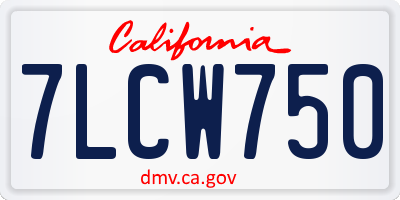 CA license plate 7LCW750