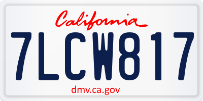 CA license plate 7LCW817