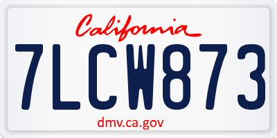 CA license plate 7LCW873