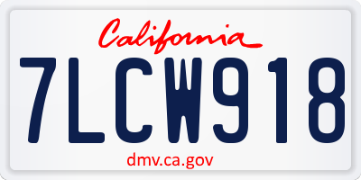 CA license plate 7LCW918