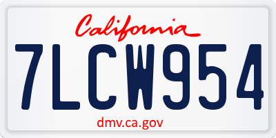 CA license plate 7LCW954