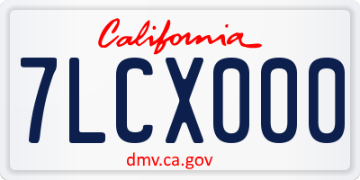 CA license plate 7LCX000